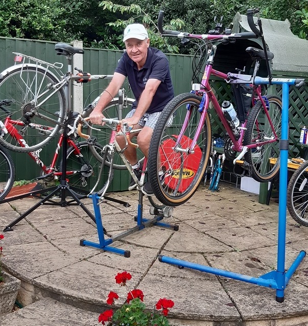 Pushbike Paul tests a bike he's refurbished.