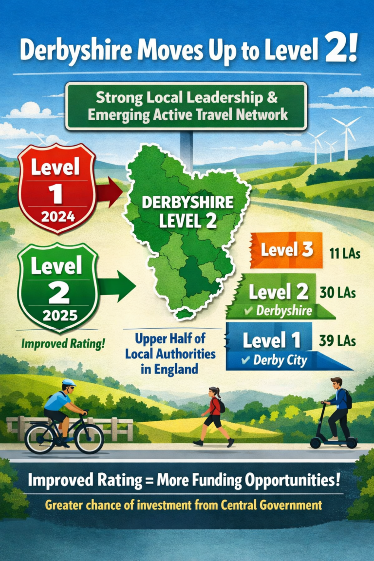 Derbyshire County Council improve their Active Travel capability rating